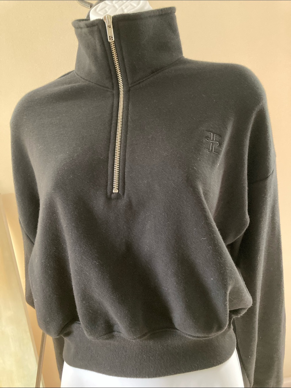 Eterne Cropped half zip sweatshirt - Women's Small Black